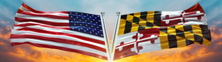 United States of America flag and Maryland flag States of America